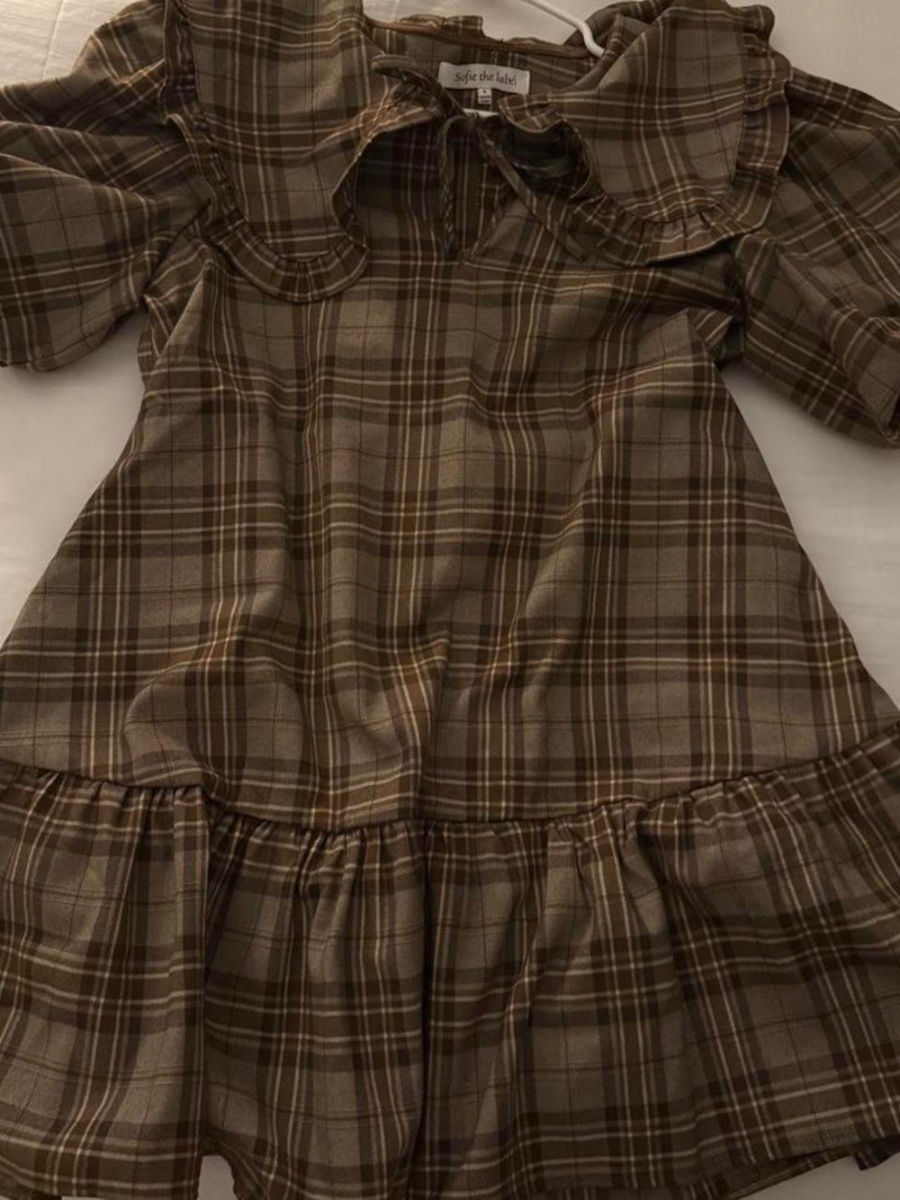Shop ZOCO Plaid Ruffle Peter Pan Collar Maxi Dress in Brown